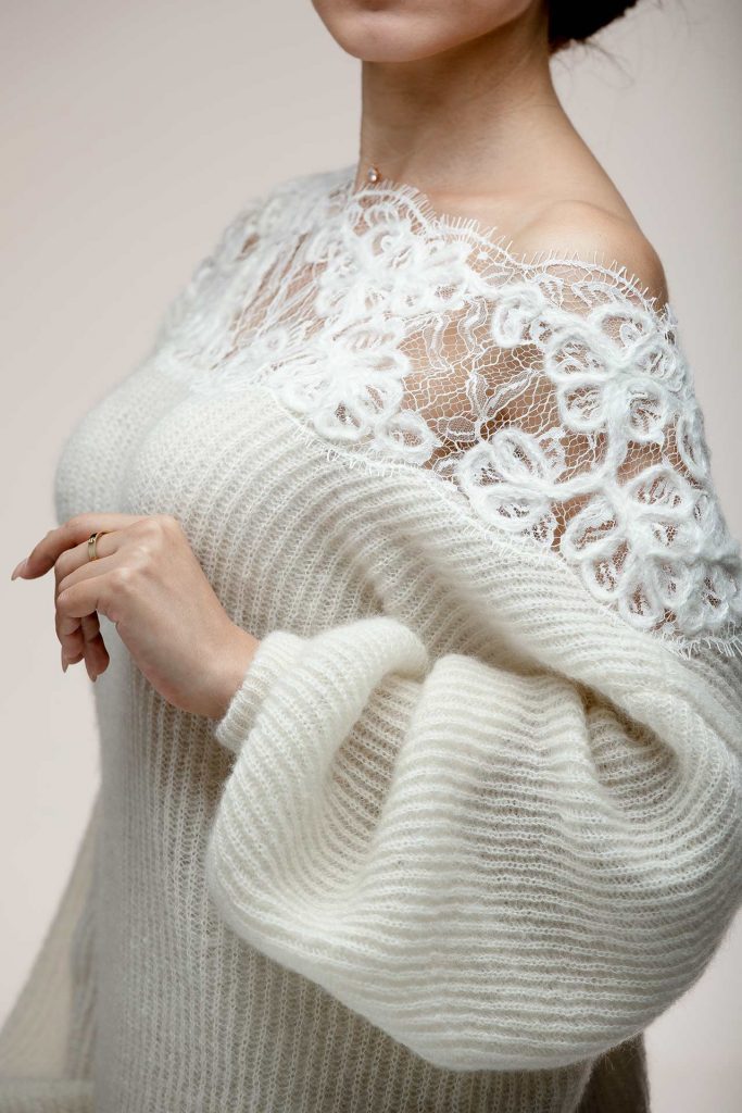 Lace Embroidered Mohair Sweater